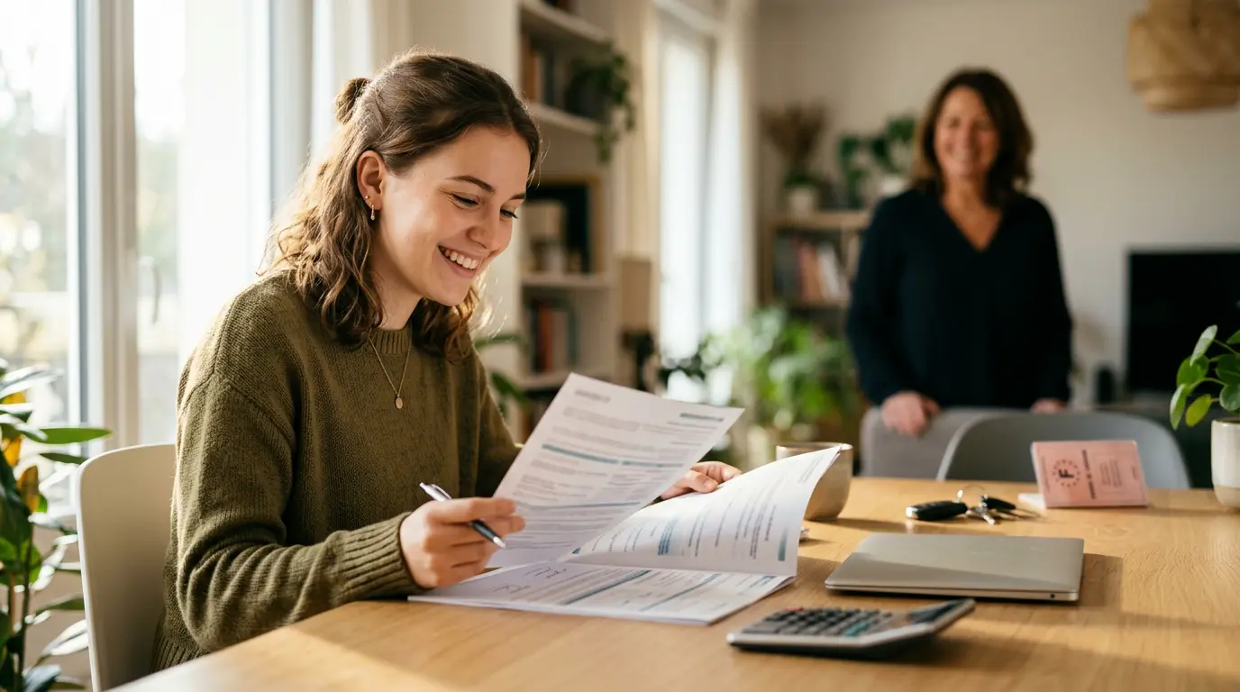 Jeune conducteur en conduite accompagnée préparant sa première assurance auto