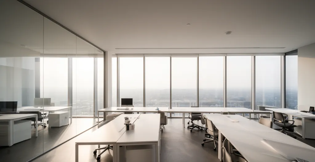 Bureau moderne avec dossiers d'assurance et calculatrice pour analyser les garanties