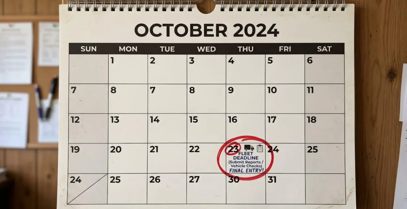Calendrier avec une seule date marquée pour l'échéance de flotte