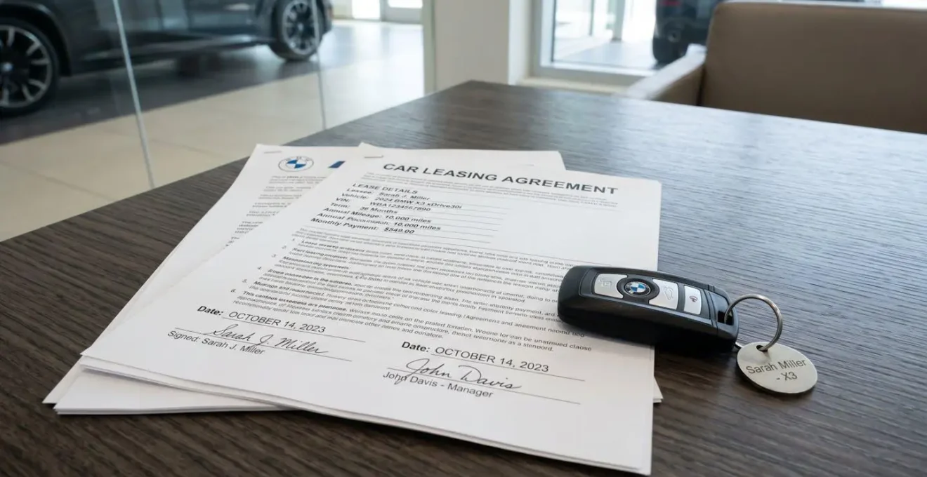 Documents de contrat de leasing automobile avec clés de voiture