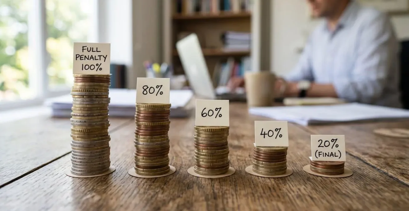 Main tenant des pièces de monnaie empilées en progression décroissante symbolisant la baisse du malus