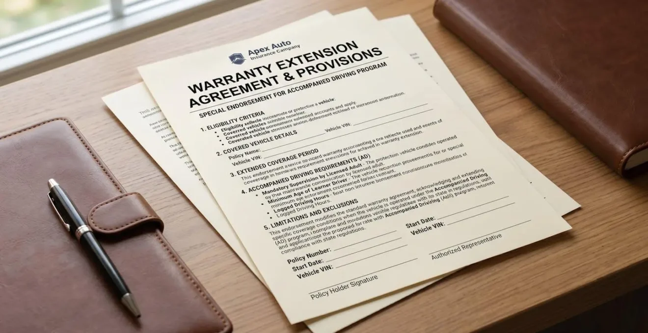 Documents d'extension de garantie pour la conduite accompagnée